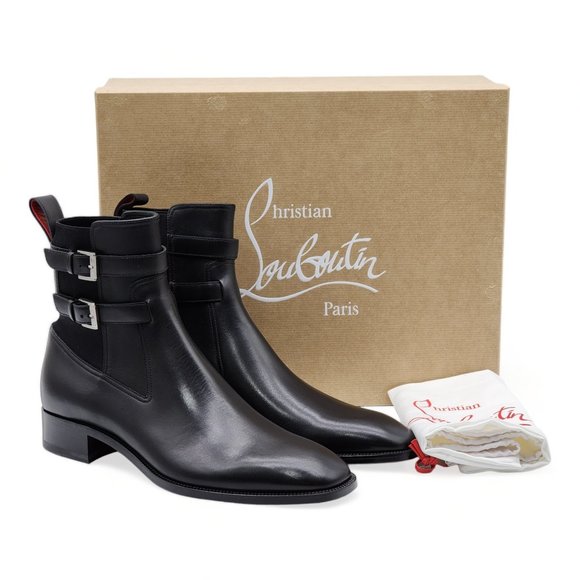 Christian Louboutin Sahni Horse Flat Ankle Boots Black - Picture 2 of 8